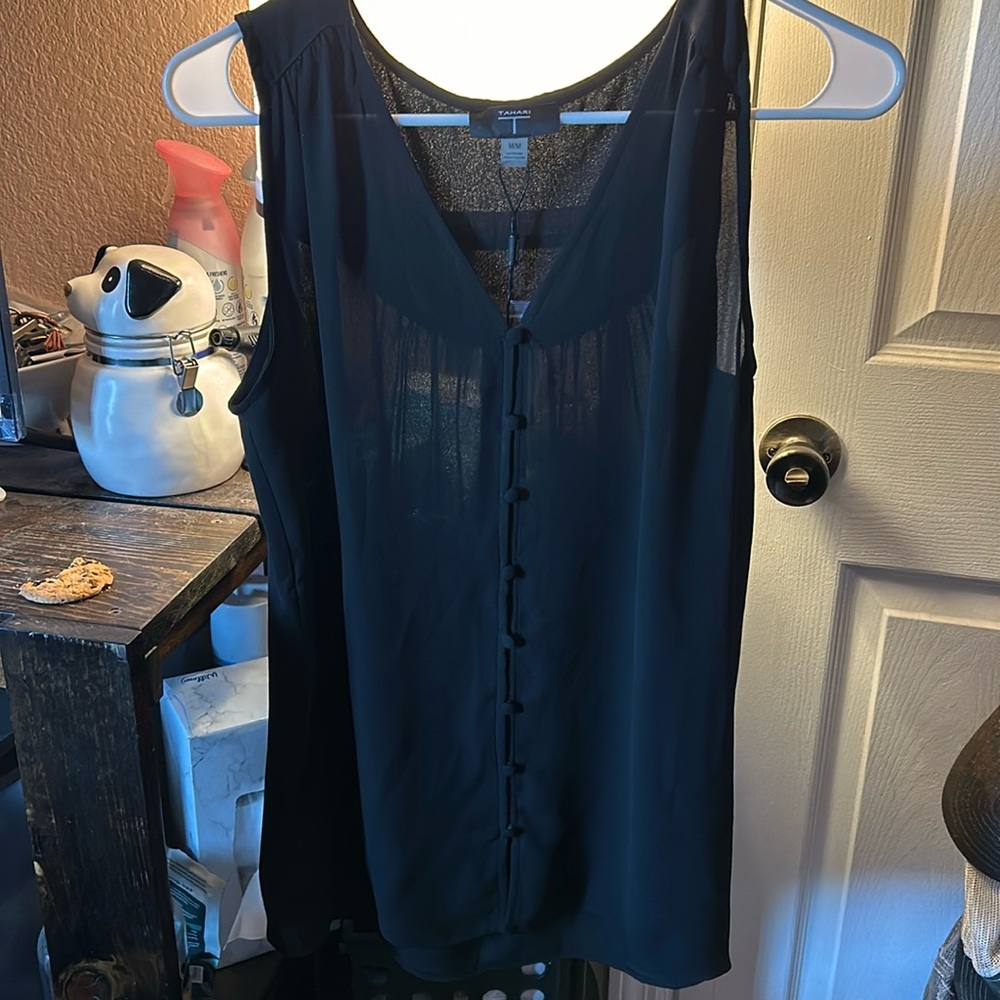 Brand New Tahari Blouse - Black - Sz M